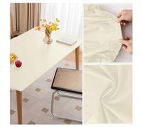 Nappe de Table en Cuir avec Bord Élastique Antidérapante, Nappe Rectangulaire Impermeable, Tapis de Protection en Simili Cuir pour Table Terrasse, Jardin, Manger, Basse, Extérieur(70x120cm,Milky White