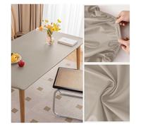 Nappe de Table en Cuir avec Bord Élastique Antidérapante, Nappe Rectangulaire Impermeable, Tapis de Protection en Simili Cuir pour Table Terrasse, Jardin, Manger, Basse, Extérieur(70x120cm,Light Gray)