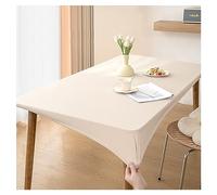 Nappe de Table en Cuir avec Bord élastique, Nappe Rectangulaire Ajustée Cuir, Tapis de Table Lavable Impermeable Antidérapante pour l'extérieur, la Terrasse Cuisine Salle à Manger (90x150cm,White)
