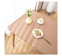 Nappe de Table en Cuir avec Bord élastique, Nappe Rectangulaire Ajustée Cuir, Tapis de Table Lavable Impermeable Antidérapante pour l'extérieur, la Terrasse Cuisine Salle à Manger (80x120cm,Khaki)