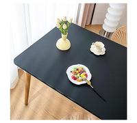Nappe de Table en Cuir avec Bord élastique, Nappe Rectangulaire Ajustée Cuir, Tapis de Table Lavable Impermeable Antidérapante pour l'extérieur, la Terrasse Cuisine Salle à Manger (90x140cm,Black)