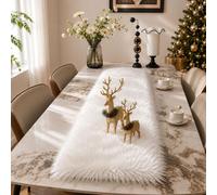 Nappe de table en Fourrure artificielle, blanche, 30,5 x 119,4 cm, pour Noël