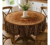 Nappe de table imperméable imprimée avec souche d'arbre et anneaux annuels, style campagnard vintage rond/carré, couverture de table de salle à manger, décoration de fête de mariage de jardin extérieu