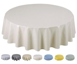 Nappe de table lavable, ronde, d'environ 160 cm de diamètre, de couleur beige