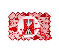 Nappe de Table Love | Décoration D'Intérieur De La Saint-Valentin Avec Cœur En Dentelle Rouge,Chemin De Table Pièce Maîtresse Pour Bureau D'Intérieur | Pour Fête Noël Mariage Banquet Thème Maison Coup