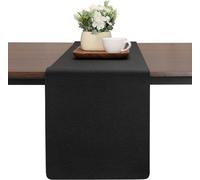 Nappe de table moderne, antidérapante, résistante à la chaleur, double face, pour une utilisation en extérieur, lavable, de couleur noire, dimensions : 40 x 183 cm