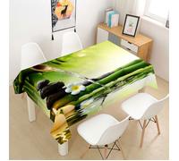 Nappe de table - MOUTON MAISON DECO - Zen Bambous galets bougie et reflets dans l'eau - imperméable et antipoussière - 140 x 180cm