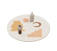 nappe de table Nappe ronde imprimée imperméable à l'huile, tapis de Table rond en cuir épais antidérapant, couverture décoration fête pour repas mariage fête cuisine camping(WM6,Diameter 110CM)