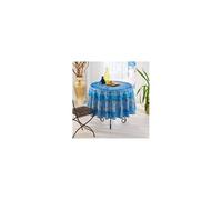 Nappe de Table Provençale Ronde 180cm, Anti-Tâche Glycine, 100% Polyester coloris Bleu - -