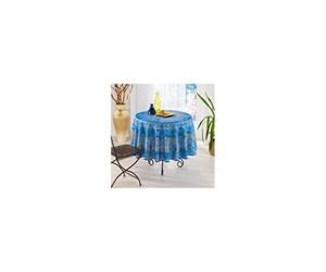 Nappe de Table Provençale Ronde 180cm, Anti-Tâche Glycine, 100% Polyester coloris Bleu - -