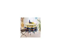 Nappe de Table Provençale Ronde 180cm, linge table Anti-Tâche Glycine, 100% Polyester,coloris Citron-bleu - -