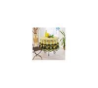 Nappe de Table Provençale Ronde 180cm, linge table Anti-Tâche Glycine, 100% Polyester coloris Citron-Vert - -