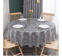 Nappe de table ronde 200cm - toile cirée PVC - imperméable - lavable - gris - cuisine/jardin Meoiruery