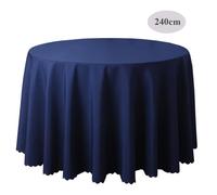 Nappe de Table Ronde 240CM Bleu Marine - Pour Salle à Manger et Pique-Nique - Motifs Rayures