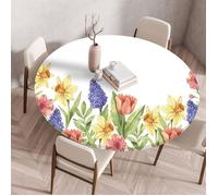 Nappe de Table Ronde avec Bord Élastique, Nappe Ronde Anti-Tache Antidérapante Exterieur Table Lavande 70 x 70 cm (R NAPPE DE TABLE