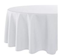 Nappe de table ronde, diamètre de 140 centimètres, anti-taches, nappe pour toute l'année, couleur blanche