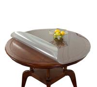 Nappe de table ronde en PVC - Imperméable et résistante à l'huile - Protection de bureau transparente givrée de 140 cm - Nappe de table ronde en fourrure durable pour la maison, les repas et les
