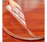 Nappe de table ronde en PVC transparent, imperméable et antidérapante, protection des meubles (115 cm, 1,5 mm d'épaisseur) - Durable et transparente pour la maison et la salle à manger