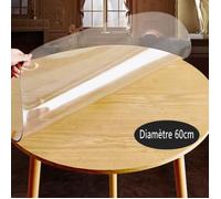 Nappe de table ronde transparente en PVC imperméable, protection imperméable pour bureau, Épaisseur : 2 mm., Dia.60cm