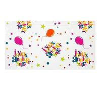 Nappe de table - SANTEX - Joyeux Anniversaire - Plastique - Multicolore - Blanc - 132 x 220 cm