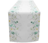Nappe Décorative Vintage à Fleurs, Polyester Enduit, Table Basse | Chemin de Table Élégant, Vert Clair, Usage Quotidien au Café, pour Table D'appoint