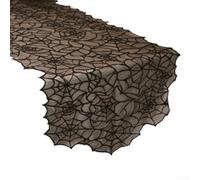 Nappe Dentelle Halloween Toile Araignée 33x183cm Noire(Black)