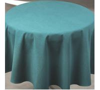 Nappe déperlante anti-taches - Effet lin pour table ronde Bleu Paon 160x160 cm