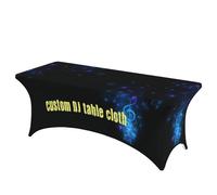 Nappe DJ personnalisée Logo Entreprise bannière | Polyester/spandex élastique tables 4/6ft, nappe personnalisée fêtes/mariages/salons/événements