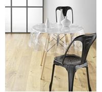 Douceur d'Intérieur, Nappe Cristal (Diamètre 140 cm) Danela Blanc, PVC Imprimé 14/100E