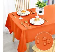 Nappe DWCN orange, résistante aux taches, lavable, imperméable, pour salle à manger, nappe d'automne, jardin, fêtes, mariages ou usage domestique, 140 x 240 cm