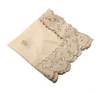 Nappe élégante blanche brodée design floral matériau satin pour mariages célébrations salle à manger 160 x 250 cm (3# (carré 60 x 60 cm))