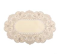 Nappe élégante blanche brodée design floral matériau satin pour mariages célébrations salle à manger 160 x 250 cm (2# (rond 30 x 45 cm))