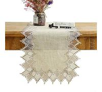 Nappe élégante en lin Motif floral 40 x 90 cm Lavable | Dimensions précises de 40 x 90 cm, lin naturel doux, facile à nettoyer, convient pour les fêtes en intérieur et en extérieur