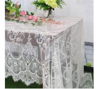 Nappe en Dentelle - AMOUNE - Rectangulaire - 75x300 cm - Blanc - Élégant Floral Design