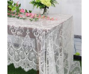 Nappe en Dentelle - AMOUNE - Rectangulaire - 75x300 cm - Blanc - Élégant Floral Design