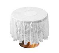 Nappe en dentelle blanche ronde, perforée, vintage, élégante et florale, pour mariages, fêtes, vacances, maison, table à manger, 150 cm (blanc A)