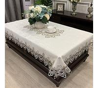 Nappe en Dentelle Moderne Tissu De Comptoir De Télévision Rectangulaire Européen Tissu De Table Basse Lavable À Broderie De Fleurs Convient pour Table Basse Meuble TV