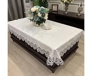 Nappe en Dentelle Moderne Tissu De Comptoir De Télévision Rectangulaire Européen Tissu De Table Basse Lavable À Broderie De Fleurs Convient pour Table Basse Meuble TV
