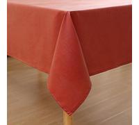 Nappe en lin 140 x 300 cm, motif lotus, lavable, couleur brique, hydrofuge