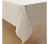 Nappe en lin beige 140 x 220 cm, lavable, effet lotus, sans coins