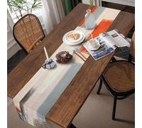 Nappe en lin orange et gris, 33 x 183 cm, peinture à l'huile moderne, art abstrait, pour le salon, la salle à manger, les vacances, les fêtes et les dîners