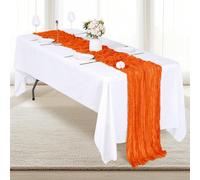 Nappe en mousseline de coton orange, chemin de table, chemin de table vintage en gaze froissée pour le printemps, l'automne, les mariages bohèmes, les baby-showers, les anniversaires, les pique-niques