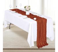 Nappe en mousseline de terre cuite, serviette, chemin de table vintage froissé pour le printemps, l'automne, les mariages bohèmes, les douches de mariée, les anniversaires, les pique-niques en plein a