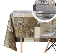 Nappe en plastique, couleur marron foncé et gris, dimensions 250 x 140 cm, imperméable et lavable