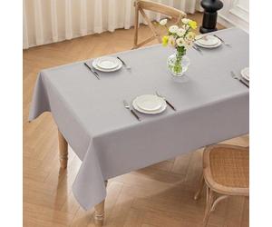 Nappe en polyester gris clair 140 x 180 cm, lavable, effet lotus, hydrofuge, résistante aux rayures, pour la maison, les mariages et les fêtes