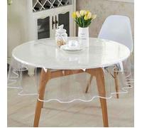 Nappe en PVC transparent, nappe en plastique, imperméable, rectangulaire ou ronde, film protecteur en PVC lavable (diamètre 140 cm)