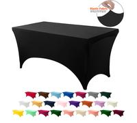 Nappe en spandex ajustée, lavable et résistante aux rides, extensible, rectangulaire, pour table de patio, pour événements, fêtes de mariage Dark Pink