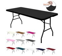 Nappe en Spandex élastique ajustée, extensible, rectangulaire, lavable et résistante aux rides, pour Table de Patio, 4/6/8 pieds, 1 pièce Dark Pink