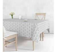 Nappe en Tissu AUREA perle Ronde 140 cm - Coton Enduit, Imperméable, Résistante & Anti Taches - Facile à Nettoyer