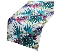 Nappe en tissu imprimée avec des motifs floraux, dimensions 33 x 180 cm